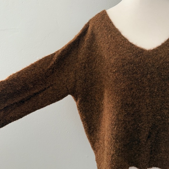 Peruvian Connection Brown V-neck Alpaca Sweater Large - Picture 3 of 13